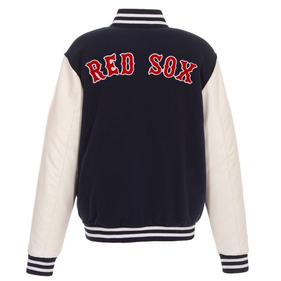 Boston Red Sox (MLB) Reversible Fleece Jacket with Faux Leather Sleeve - Picture 1 of 6